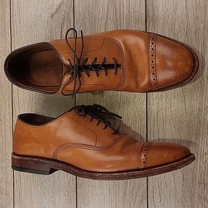 ALLEN EDMONDS Fifth Avenue Light Tan‎ Brown Leather Sz 6.5 B Cap Toe Dress Shoes